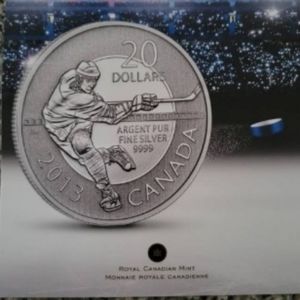 2013 Royal Canadian Mint Hockey $20 silver coin